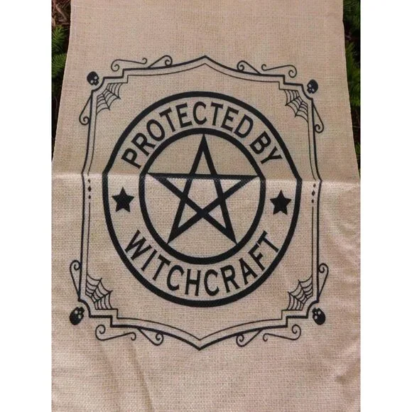 Protected by Witchcraft Garden Flag Halloween Outdoor Yard Banner Pagan Wicca - Picture 3 of 6